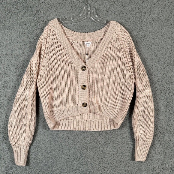 Garage Sweaters - Garage Shirt Women's Medium Ballet Pink Chunky Cardigan Sweater Wool Blend